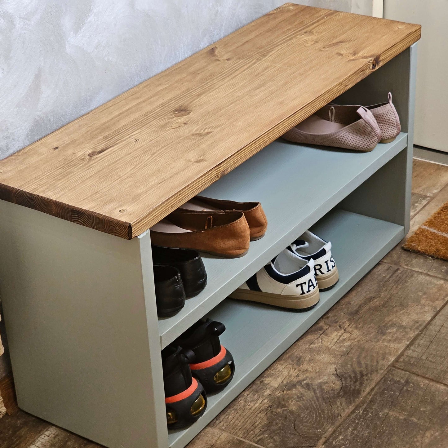 Wooden Shoe Storage Bench Wide - 66 cm by 30 cm by 45 cm