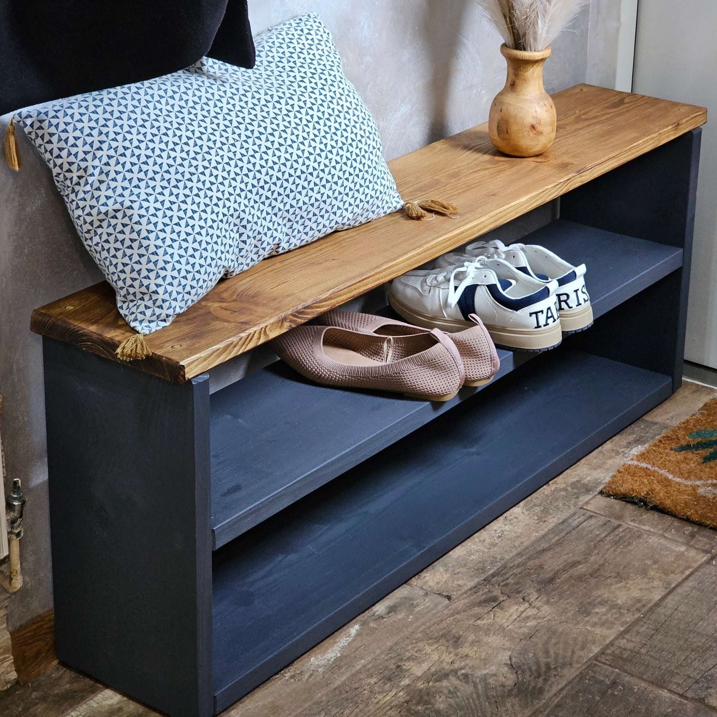 Wooden Shoe Storage Bench Narrow - 108 cm by 22 cm by 55 cm