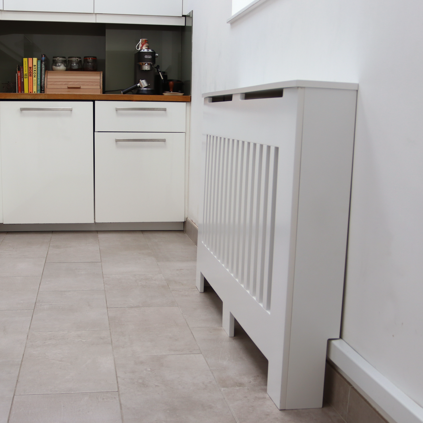 Custom Sized Radiator Cover: Wide Gap Vertical Slats - 100 cm by 15 cm by 65 cm