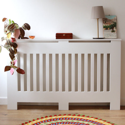 Custom Sized Radiator Cover: Wide Gap Vertical Slats - 135 cm by 15 cm by 96 cm