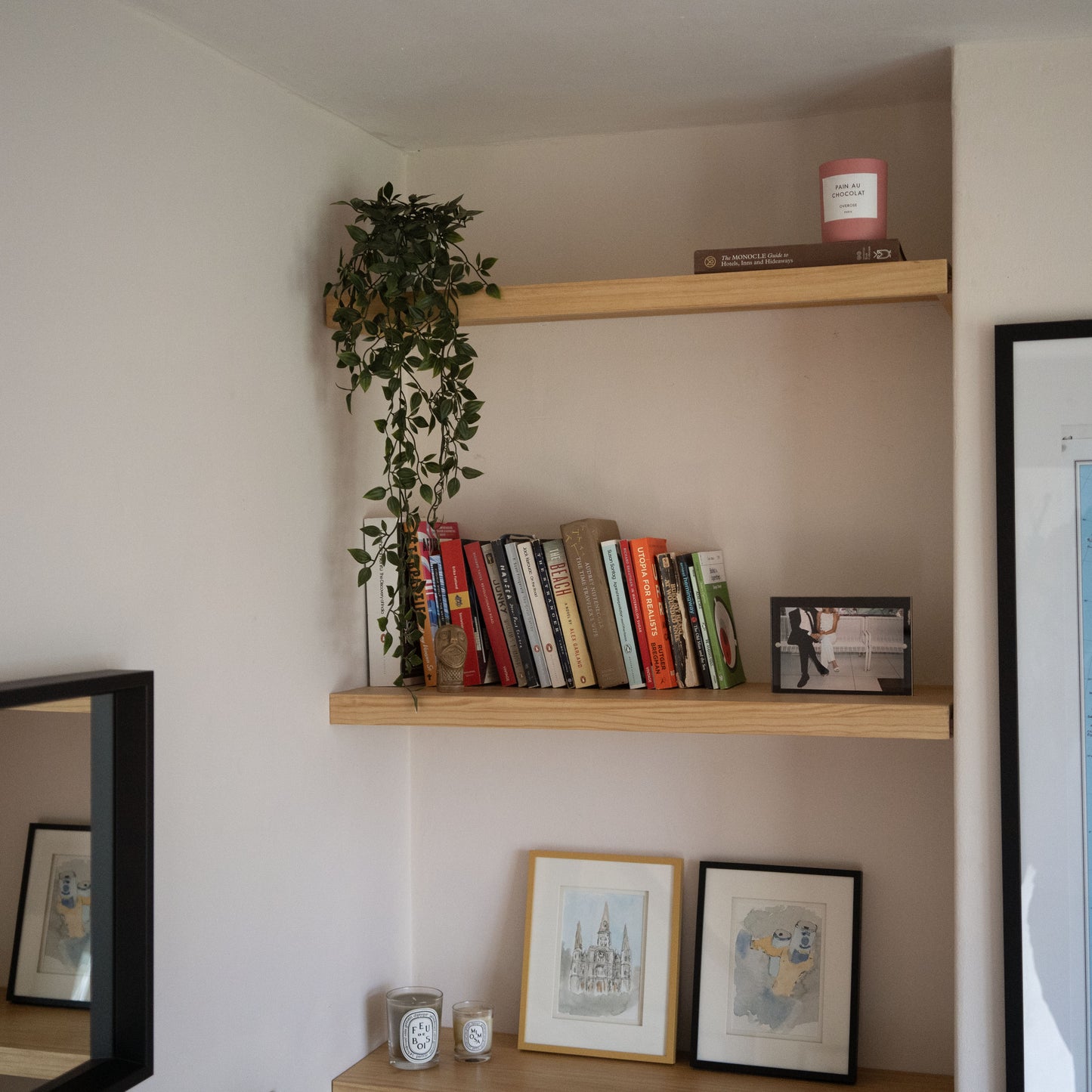 Solid Wood Alcove Floating Shelves - 70 cm by 20 cm