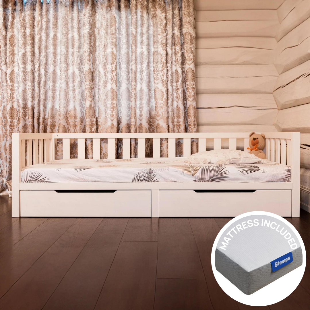 Toddler Bed On Legs and Mattress Bundle