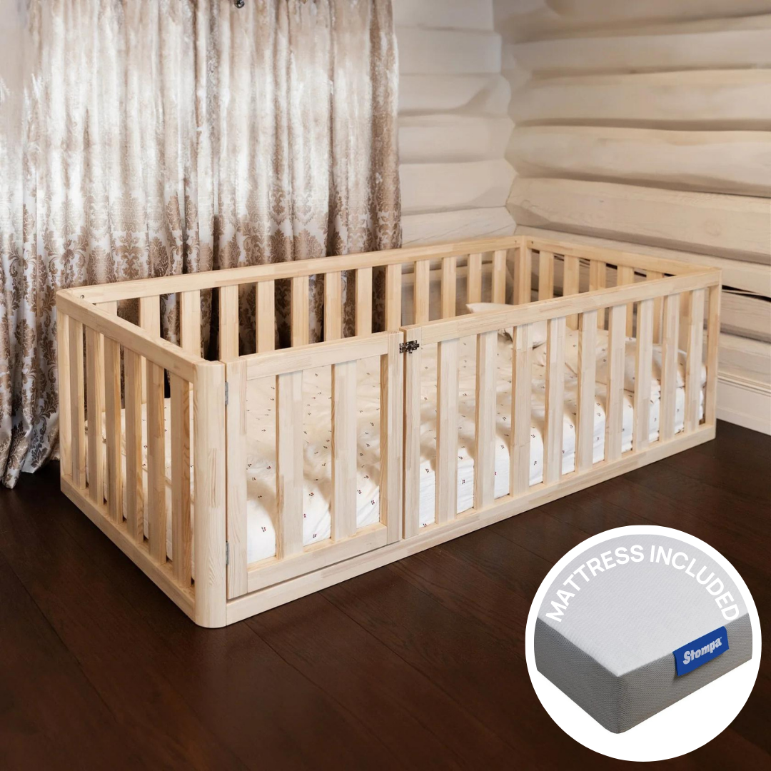 High Sided Toddler Floor Bed and Mattress Bundle