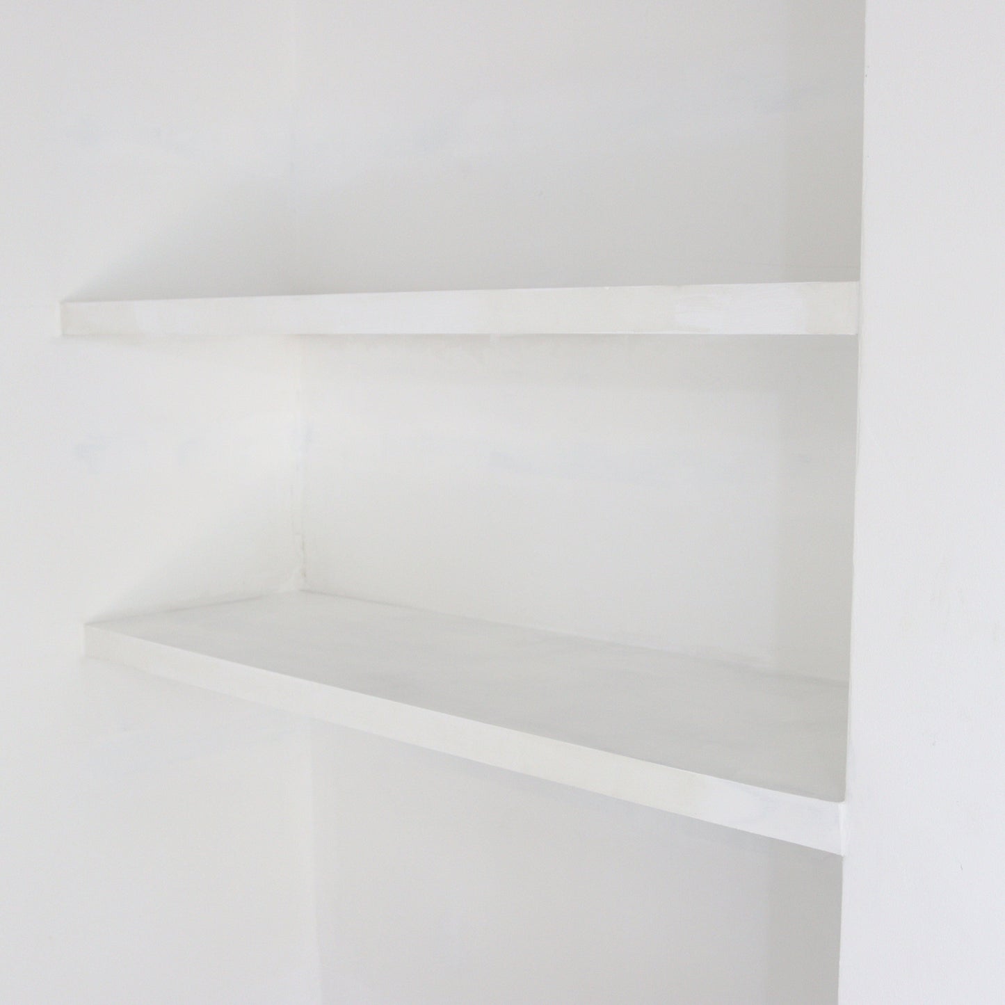 Dark Wood Alcove Floating Shelves - Made to Measure