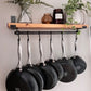 Rustic Scaffold Shelves with Utensil Rack - 115 cm by 15 cm