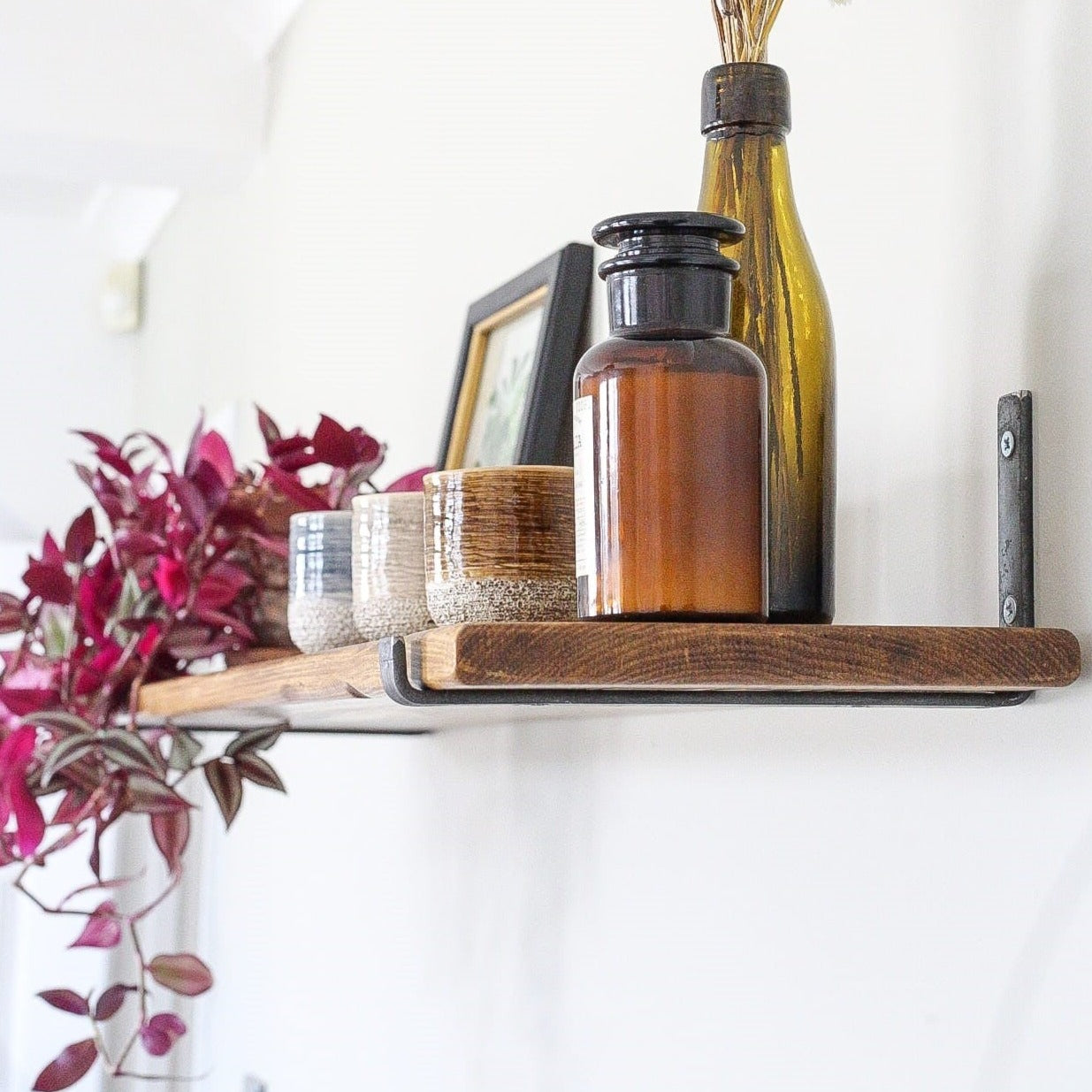 Thin Rustic Shelves with Brackets - 65 cm by 15 cm