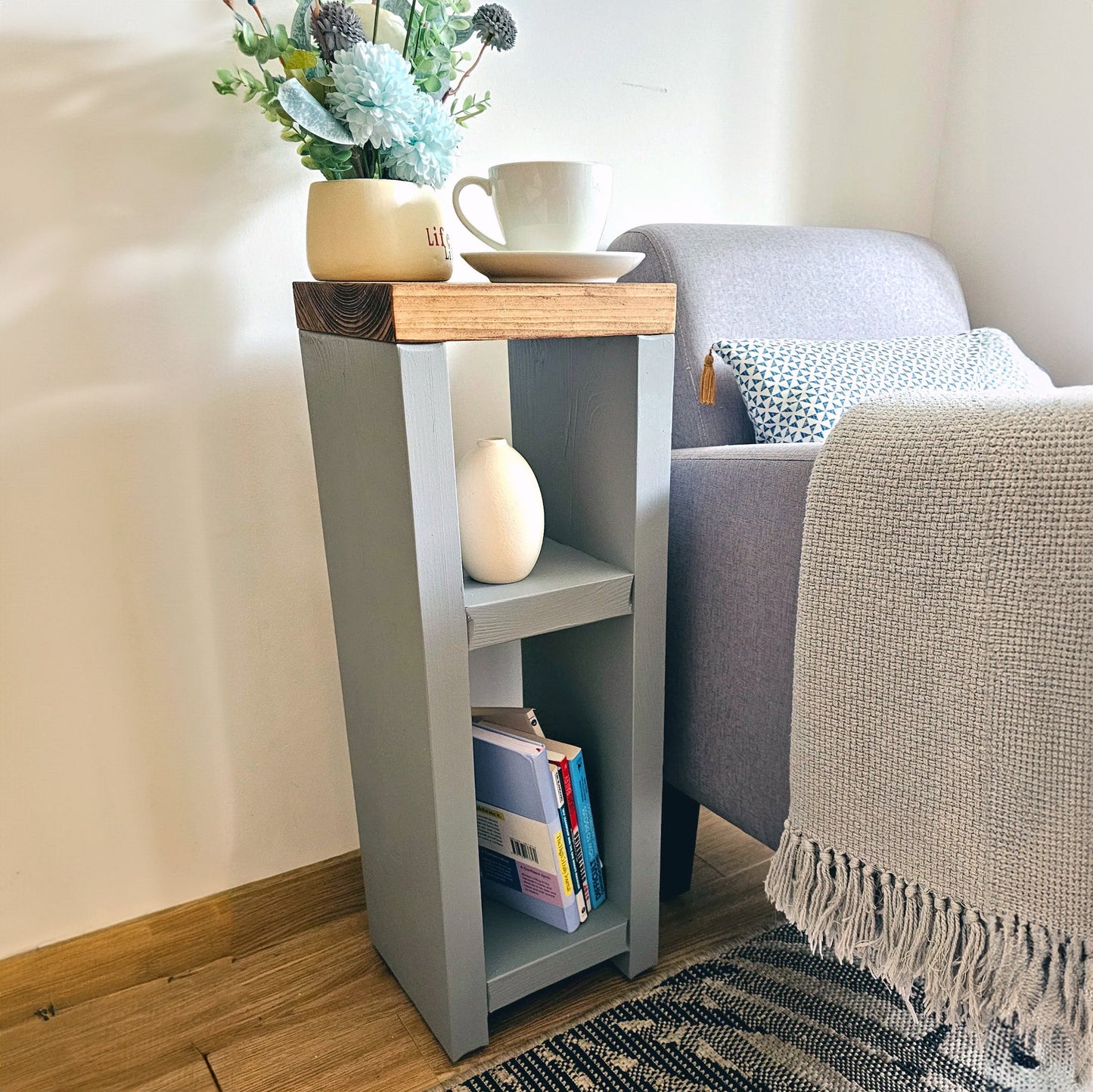 Wooden Bedside Table / Side Table - 27 cm by 22 cm by 65 cm