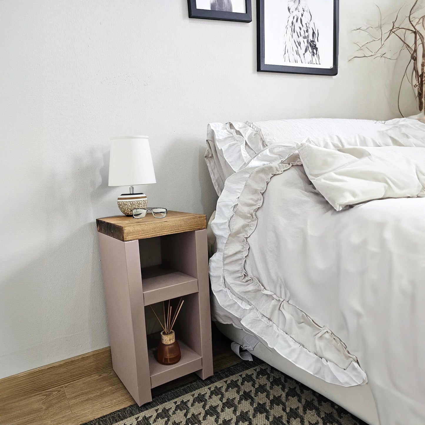 Wooden Bedside Table / Side Table - 35 cm by 22 cm by 70 cm