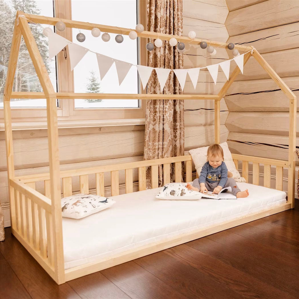 Toddler House Floor Bed with Mattress Bundle