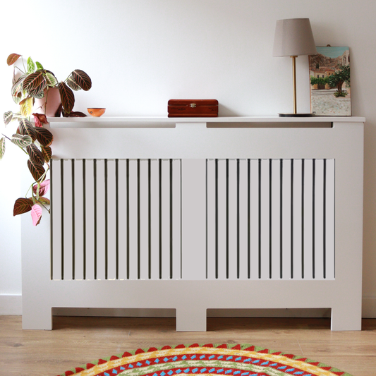 Custom Sized Radiator Cover: Narrow Gap Vertical Slats - 75 cm by 15 cm by 74 cm